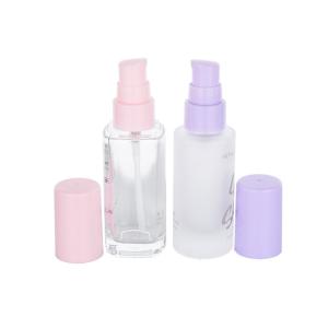 Bouteille de fondation transparente vide de 30 ml avec bouchon en plastique rose