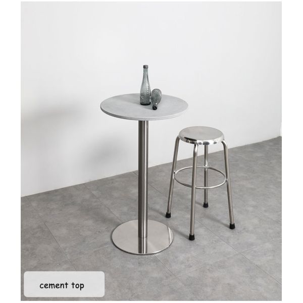 Minimalist Outdoor Leisure Stainless Steel Small Round Table Bar Dining Restaurant Table