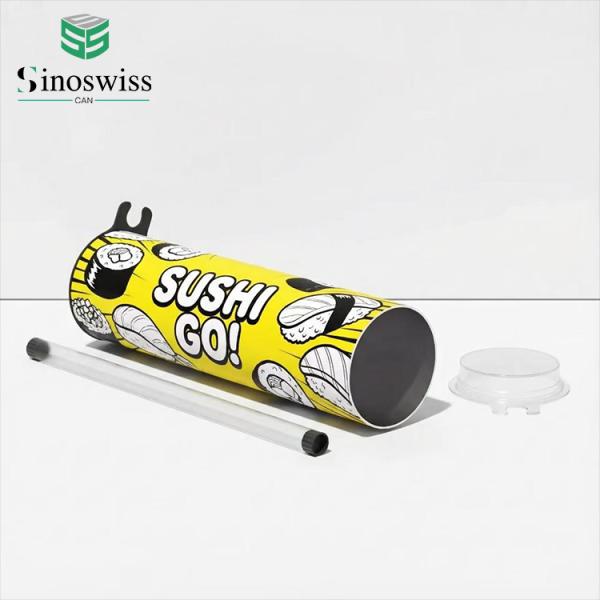 Push Up Sushi Paper Tube Packaging Food Grade Cylinder Can with Chopstick Holder