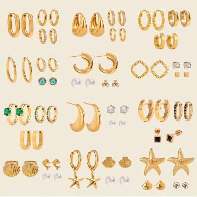 【 HydroTi]】Europe and the United States hot stainless steel zirconia earrings senior sense of niche pearl earrings titanium steel ear jewelry