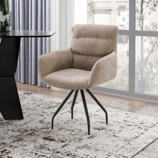 Modern Fabric Dining Chairs with Sponge Cushion Armrest Simple Design Upholstered Armchair for Home Furniture Restaurant Use