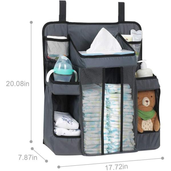 Baby Essentials Hanging Washable Diaper Caddy With 2 Velcro Straps