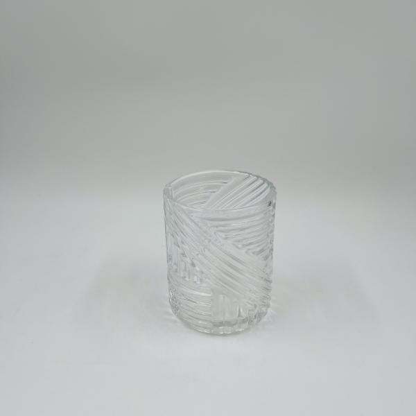 4pcs Glass Bathroom Accessories Set Clear With Round Shape Ribbed Stripe