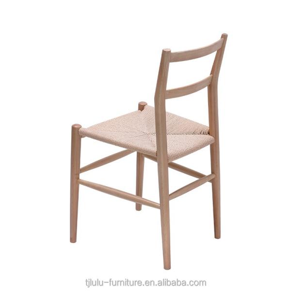 Hotel Restaurant Banquet or Home Simple Backrest Chair with Hemp Rope Weaving and Wooden Legs
