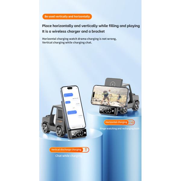 Orange Cool Car Shaped Wireless Charger for iPhone Airpods IWatch 225G Output 9V/1.67A