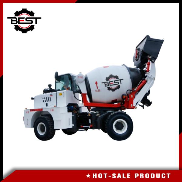 1.5 Cbm Mobile Mixer Truck Water Implement Automatic , Reverse Rotation Mobile Concrete Mixer