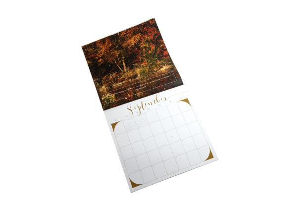 Innovative Kraft Paper Wall Calendar Gold / Silver Foil With Landscape Pattern