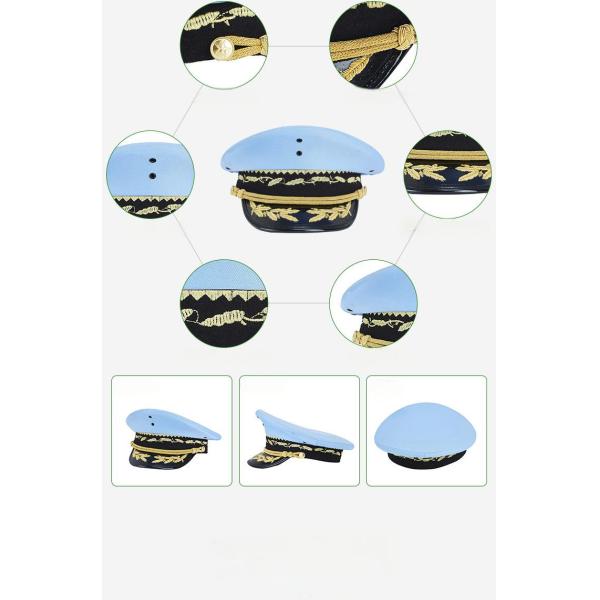 Officer Hat With Silk Embroidery Large Brim Aviation Pilot Security Guard Wide Brim Hat