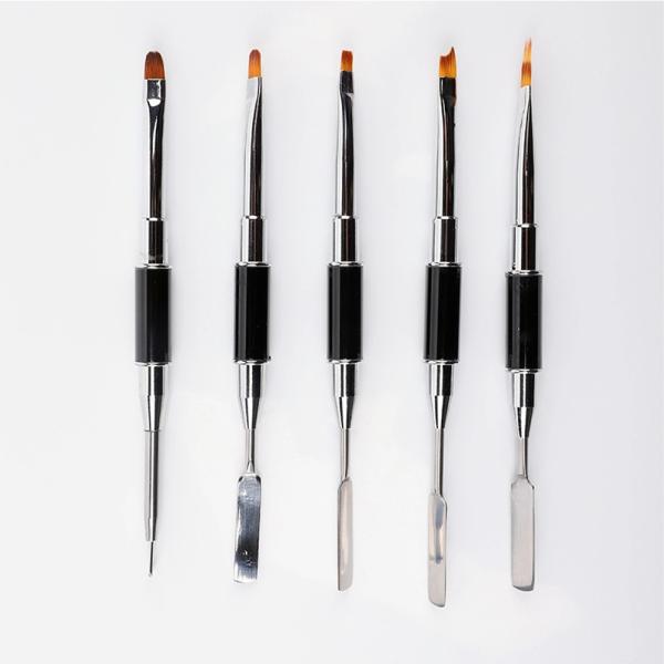 17cm Length Dual Professional Nail Art Gel Brush Set with Pure Color and Kolinsky Hair