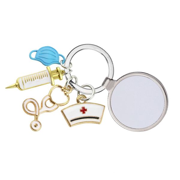 Blank Sublimation Picture Frame Medical Tool Keyring Custom Mask Stethoscope Syringe Nurse Cap Key Chain