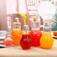 Copo de lâmpada com tampas de palha para festas Garrafas em forma de lâmpada de plástico Bottom Glowing LED Bulbs Light Bulbs