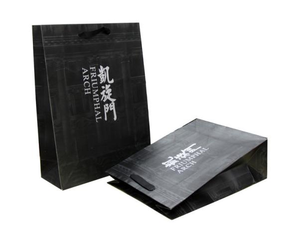 OEM Classic 230g Paper Carrier Bag With foil hotstamp logo /ribbon handle