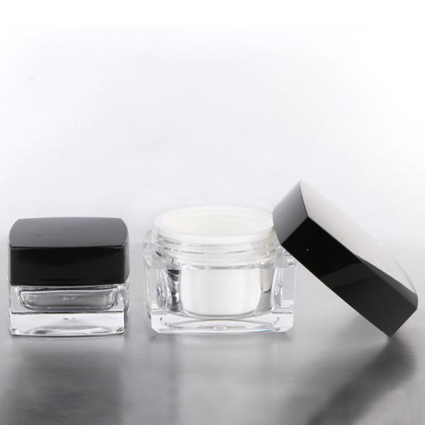 20g 30g 50g Square Acrylic Small Plastic Makeup Containers With Black Screw Lid