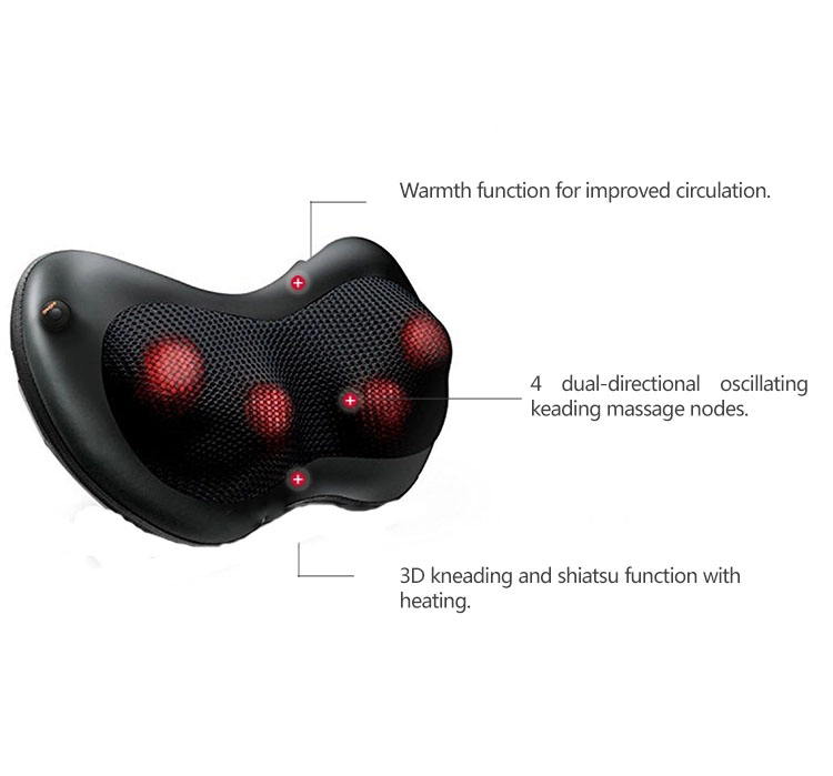 Rechargeable Kneading Shiatsu Heating Neck and Waist Massage Pillow