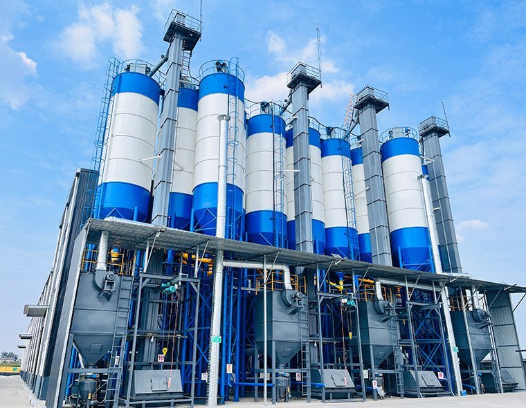 High Precision Batching Dry Mix Mortar Plant Fixed Integrated PLC Control