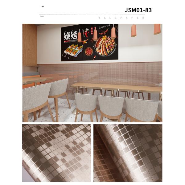 Oil Proof Silver Geometric Wallpaper PVC Metallic Mosaic Wallpaper