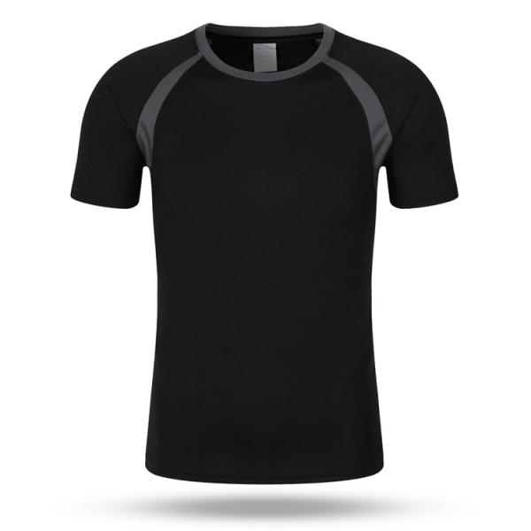 dos homens de secagem rápidos do t-shirt da luva da camisa inferior do pescoço do círculo da cor sólida 160g o verão curto