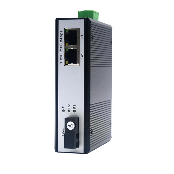 DIN Rail Industrial Fiber Optic Ethernet Switch 1 SC Fiber Port 2 RJ45 Ports
