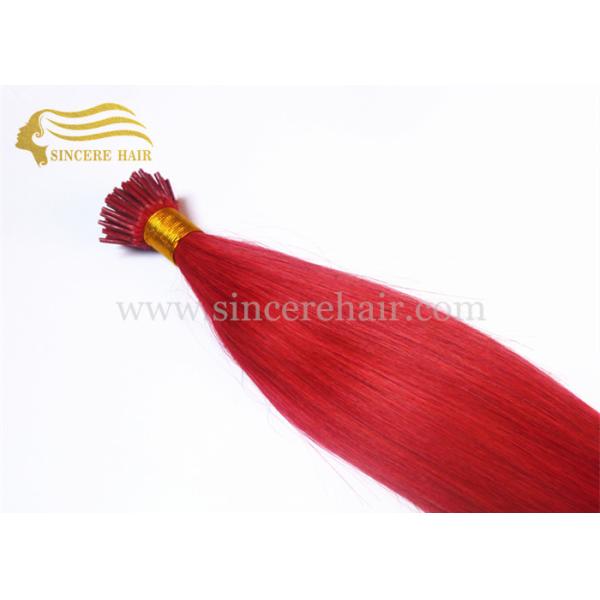 Hot Selling Straight Hair Extensions - 18" Red Pre Bonded I Tip Hair Extensions 0.75 Gram Each Strand For Sale 18