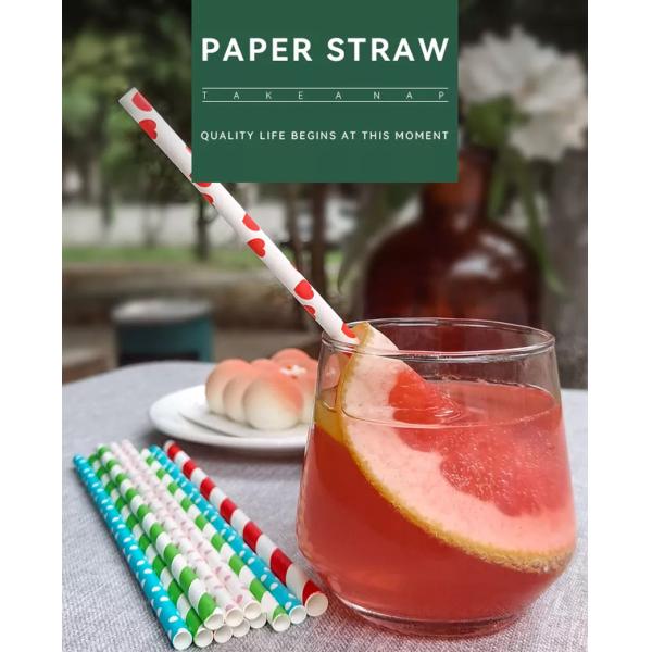 7.75in Party Durable Paper Drinking Straws Colorful Biodegradable Straws For Hot Drinks