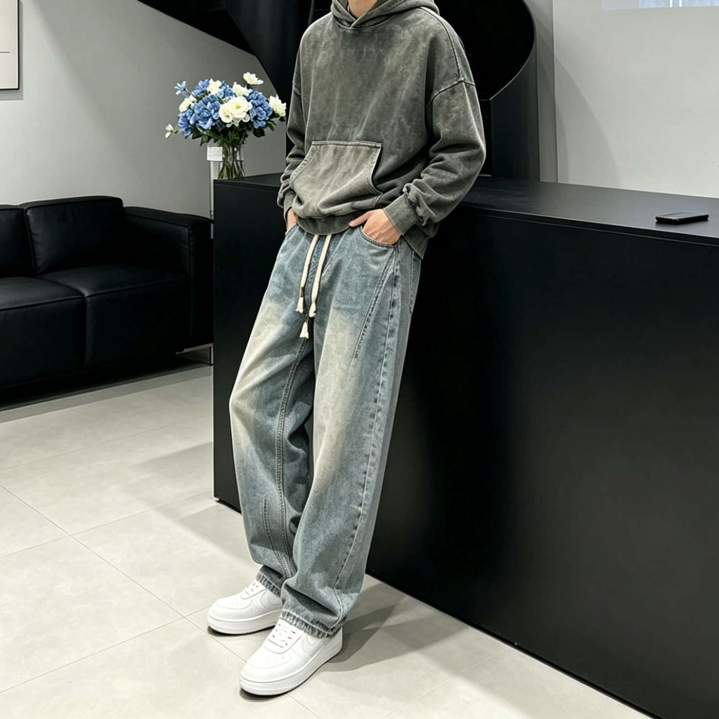 250GSM - 300GSM Oversized Streetwear Hoodie Oversized Men'S Crewneck Sweatshirt For Men