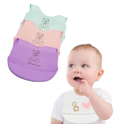 Clean Soft Bib Set Catch All Waterproof Feeding Silicone Bibs For Baby