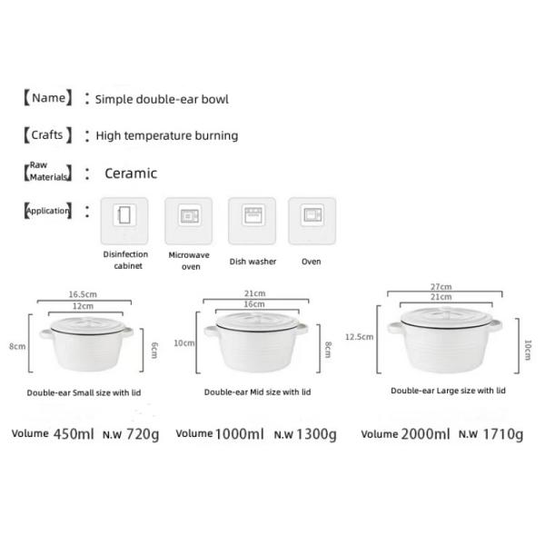 Household Porcelain Ceramic Oven Bowl Nordic Style For Soup Salad Dessert