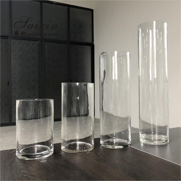 Оптовая дешевая свадебная украшение различной высоты стеклянная цилиндровая ваза