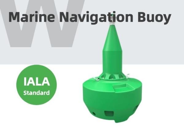 Marine Aids To Navigation Red e oceano verde das boias que monitoram boias