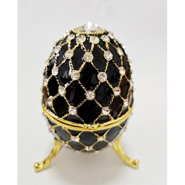 Luxury Faberge Easter Egg Decorative Earring Ring Trinket Holder Box Hand Painted Faberge Egg Style Hinged Jewelry