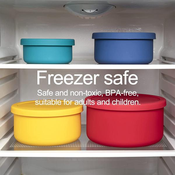 Crianças recipientes de armazenamento de alimentos de silicone livre de BPA resistente a vazamentos Airtight Tag Bento Lunch Box