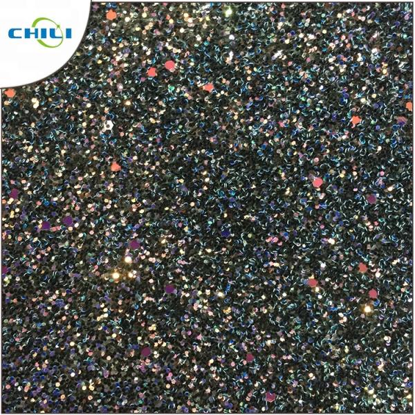 Waterproof Woven Backing chunky Glitter Faux Leather Fabric Black Glitter Fabric