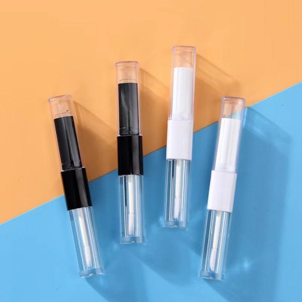 1.2ml & 2.5ml Plastic Square Slim Lip Gloss Tube Dual Heads With Customized Colors