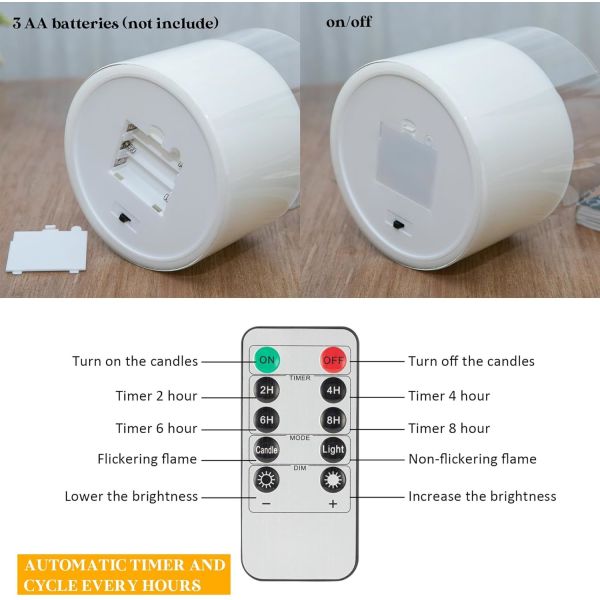 Extra Large 6X10'' Real Wax Flameless LED Candle with Remote Control and Timer