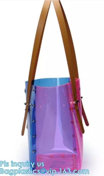 PVC Shopping Bag Security Work Tote Shoulder Bag Womens Handbag, pvc transparent women summer handbag, tote shopper bags
