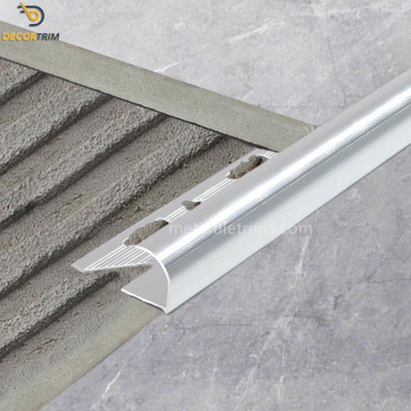 11mm Tile Edge Protection Strip , Polish Silver Round Aluminum Strip For Tiles