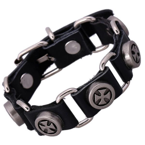 Leather bracelet Cowhide link bracelet with pop punk jewelry