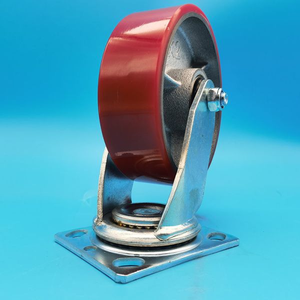 Industrial Heavy Duty Wheel Caster Polyurethane PU Casters Side Brake Swivel For Logistics Facilities Where Heavy Loads