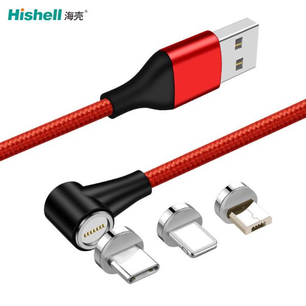 Antiwear LED USB Magnetic Charging Cable Nylon Braided For Smartphone