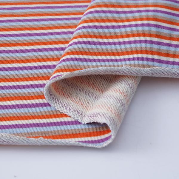 Sweat Absorbing Cotton French Terry Fabric 21S Spring Striped Knit Cloth
