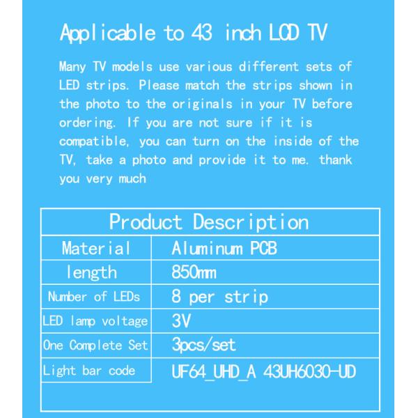 43UH610A-UJ LG TV Backlight 43UJ6300-UA 43UH603V HC430DGN 43UF6409