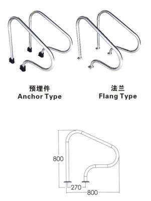 Trilhos da escada da piscina SS316 da prata 1.0mm