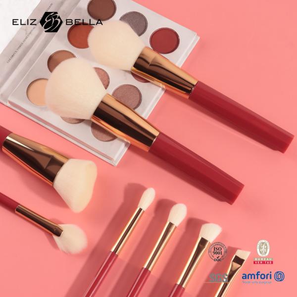 a composição das mulheres 8pcs escova o grupo 100% Syntheitc, punho de escova cosmético do cabelo de Rose Gold Ferrule plástico vermelho