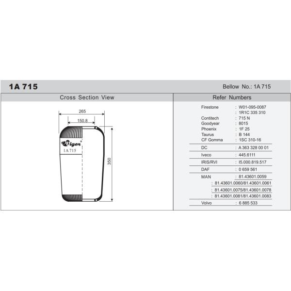 Air shock absorber springs/airbags for Shenlong Ankai King Long buses 715/556-03-8015