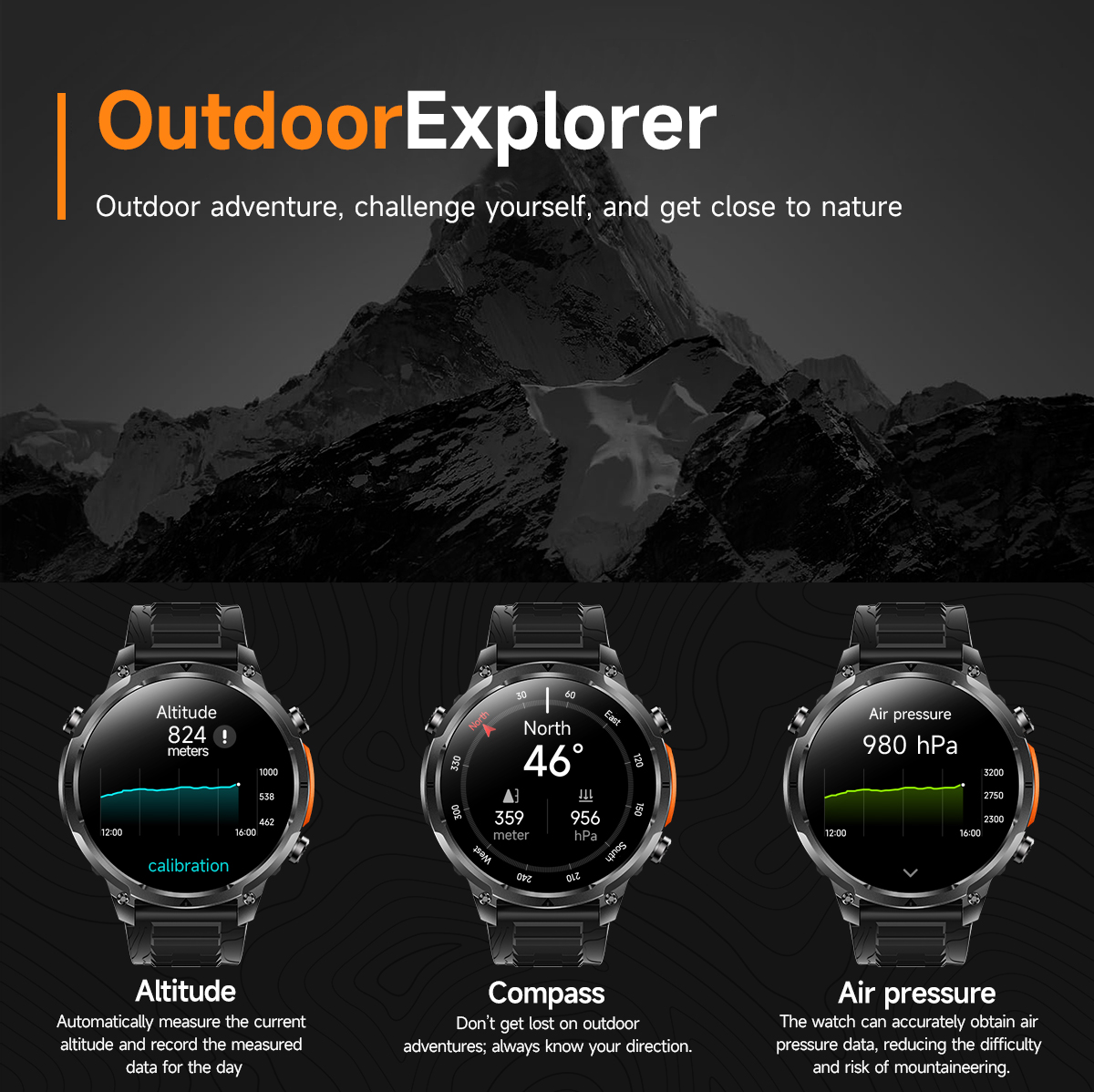 Smart Watch 2026 MK100 GPS 44-49mm TFT HD Screen Ultra High Precision Outdoor IP68 Fitness Tracker Multisport Tracker for Men