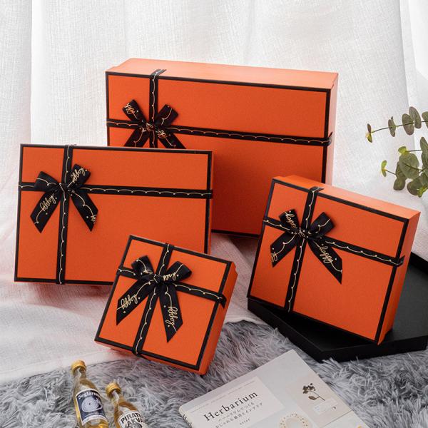 Lid Base Box Paperboard Box Wedding Favor Gift Packaging With Silk Bowknot Straw