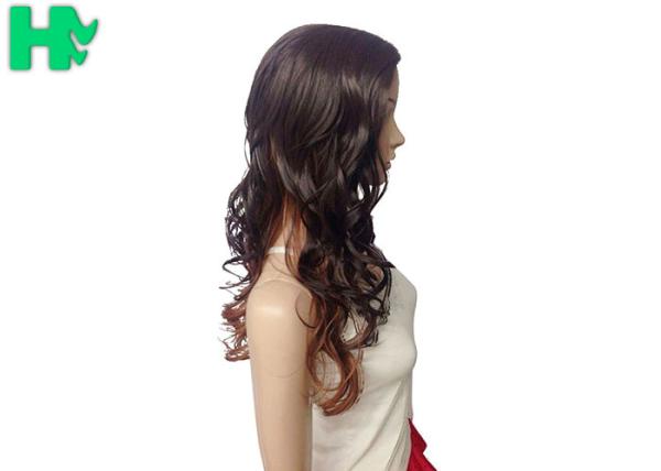 Long Curly Women Full Lace Synthetic Wigs High Heat Resistant Fiber Black Mixed Brown Color