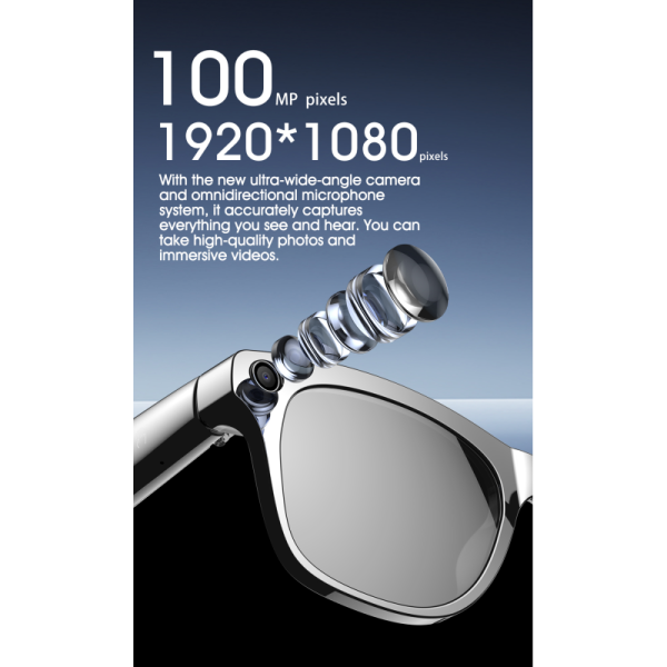 AI Smart Glasses with Camera, 1080P Video Recording Glasses, 8MP Camera Glasses, Real Time Translation, ChatGPT AI Voice Assistant, Open-Ear Audio,Sunglasses  Color-Changing Clear and Green Lense
