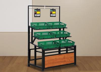 Waterproof Q235 Steel Vegetable Display Rack 3 Tier Metal Basket Stand