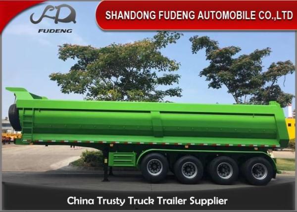 Tri - Axles U Shape Dump Semi Trailer For Earth Work , Carbon Steel Material
